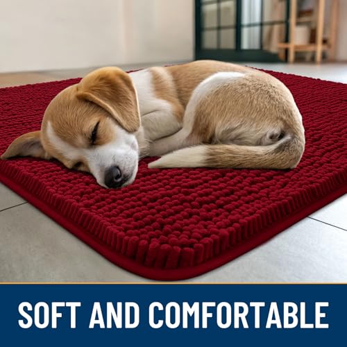 Dog Door Mat for Muddy Paws 54x32 (Burgundy / 54"X32")