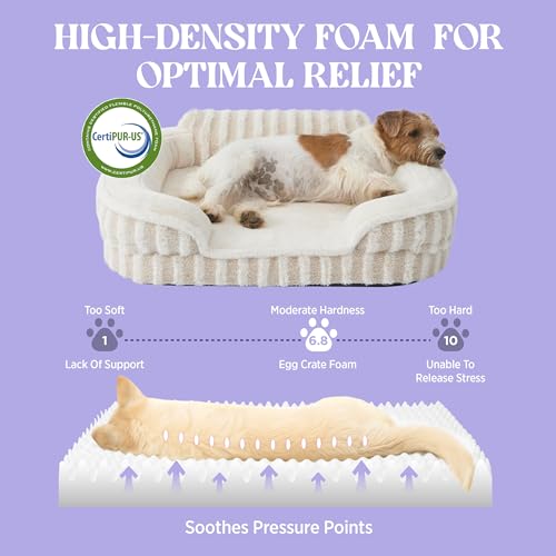 Cute Cozy High Back Orthopedic Dog Beds Large Sized Dog (35.0"l X 25.0"w X 7.0"th / Beige)