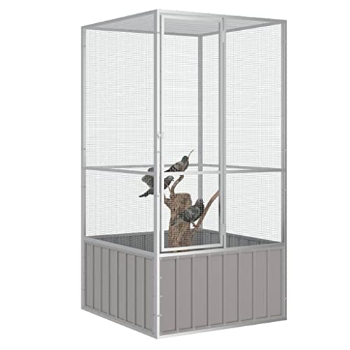 Steel Bird Cage (43.7" x42.1" x83.3" / Grey)