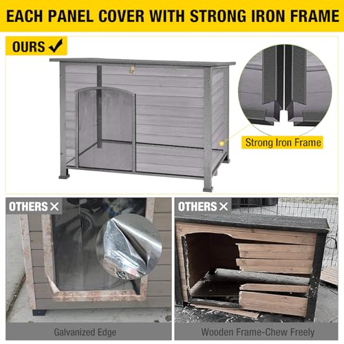 Large Dog House Outdoor Indoor Weatherproof Dog House for Small & Medium & Large Dogs with Unique All (43.3"Grey)