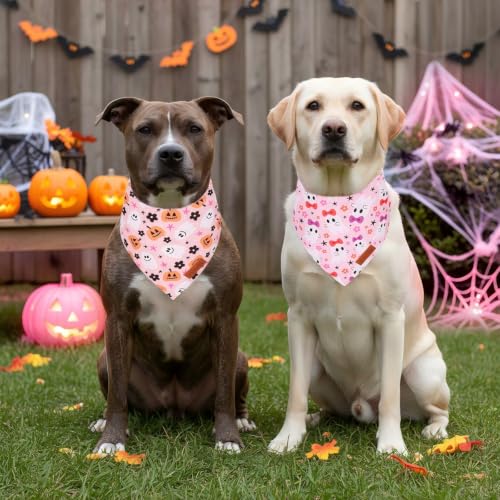 Pink Halloween Dog Bandanas (Large / Halloween-4)