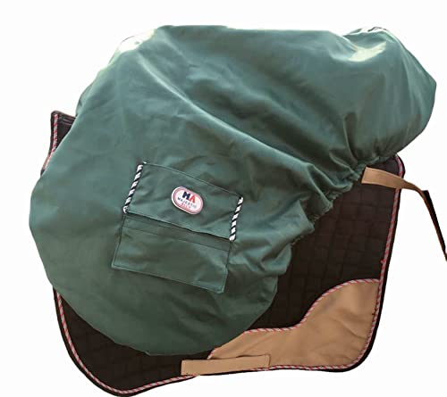 Nylon Waterproof Fleece Lined Ride On English Saddle Cover (Hunter Green)