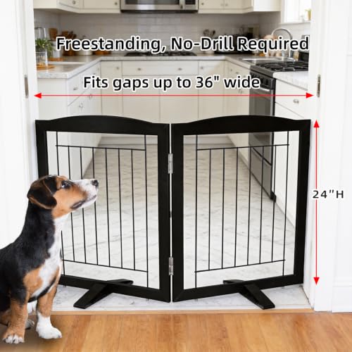 Freestanding Dog Fence Indoor (Black / 【2 Panels】40''w x 24''h)