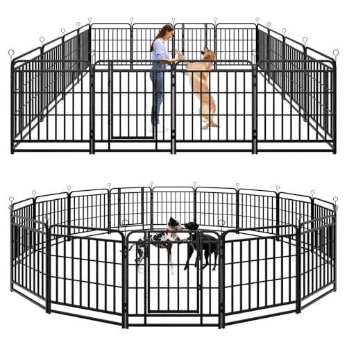 Heavy Duty Dog Fence Outdoor 16 Steel Panels 32" Height (27"W x 32"H)