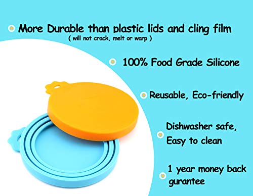 Pet Food Can Cover Silicone Can Lids for Dog and Cat Food (Blue/Orange)