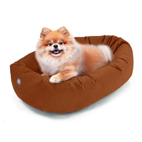 Suede Shredded Memory Foam Mix Calming Dog Bed Washable (Rust)