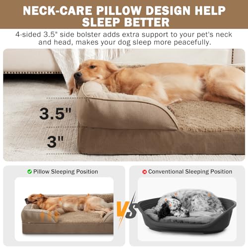 Orthopedic Medium Dog Beds for Medium Dogs (Brown / M (28"x 23"x 6.5"))