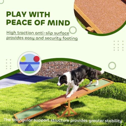 Wooden Dog Agility Seesaw for Training and Exercise (82.7" x 15.7" x 13.8" / Orange)