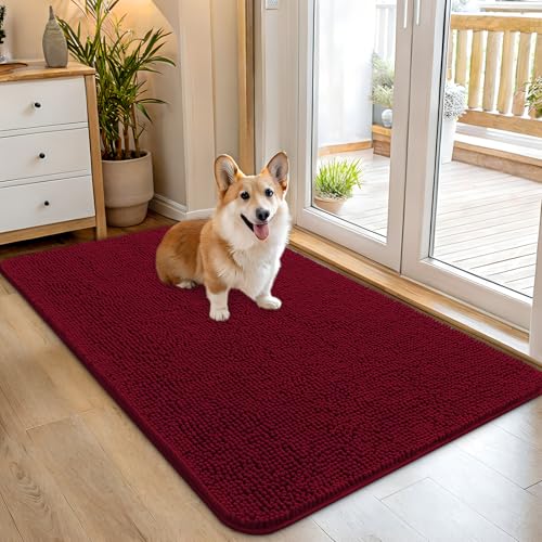 Dog Door Mat for Muddy Paws 45x27 (Burgundy / 45" X 27")