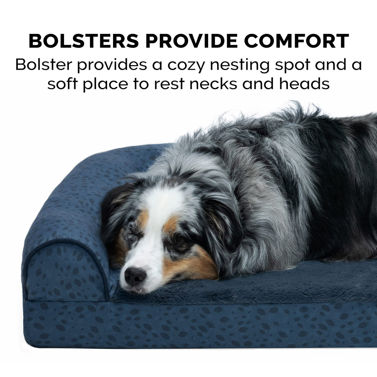 Cooling Gel Dog Bed for Large Dogs w (Jumbo / (Plush & Almond Print) Blue Almonds)
