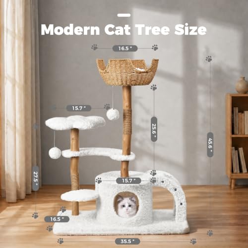 Modern Cat Tree (White / 45.6'')