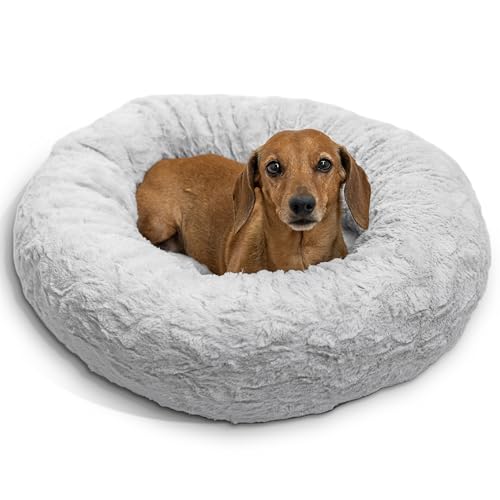 Original Calming Donut Dog Bed (Gray Lux / Small)