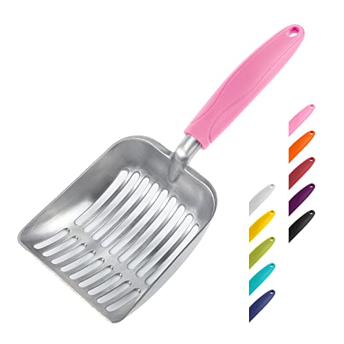 Cat Litter Scoop (Small / FLAT Aluminum \ #10 Pink Handle)