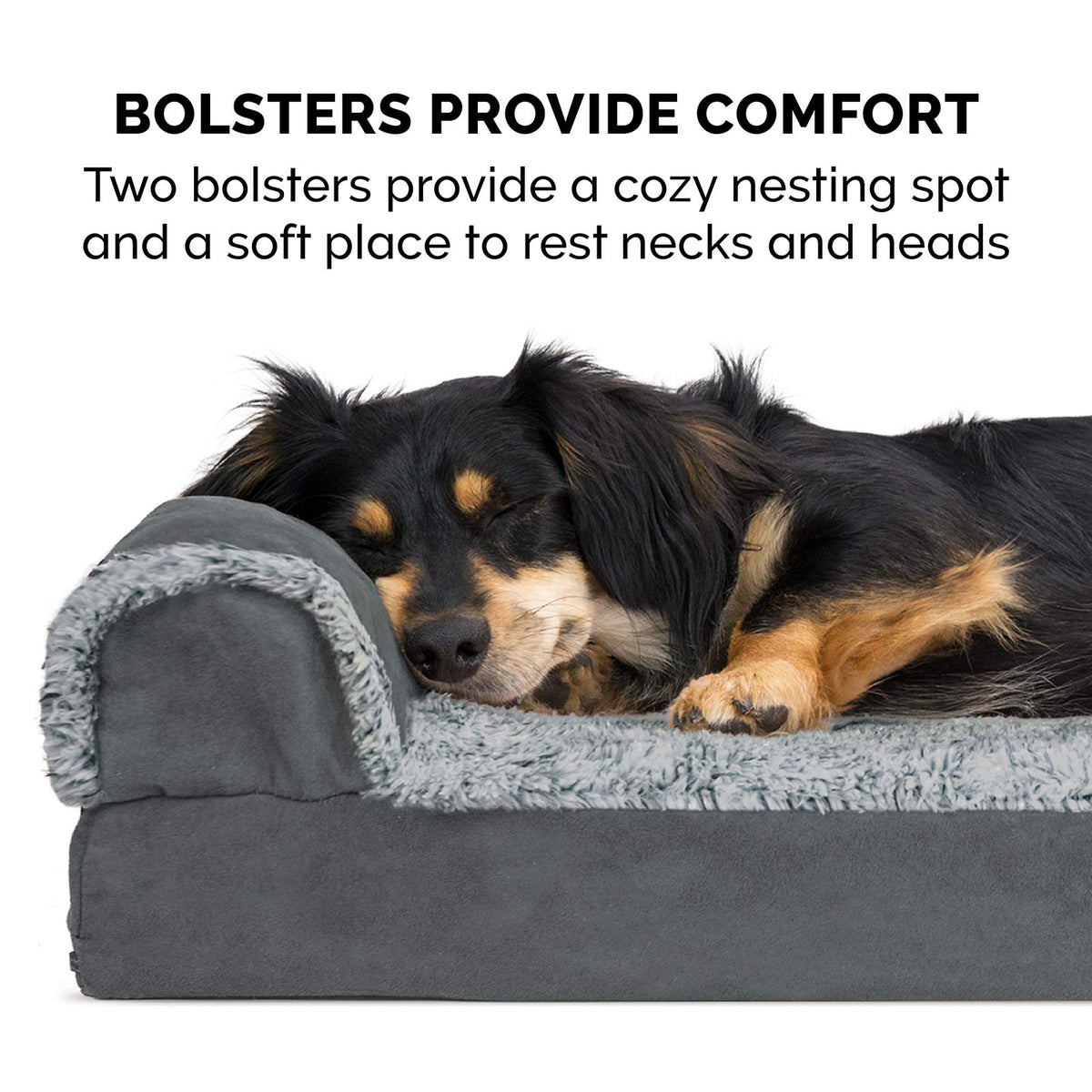 Cooling Gel Dog Bed for Medium (Medium / (Two-Tone Faux Fur & Suede) Stone Gray)