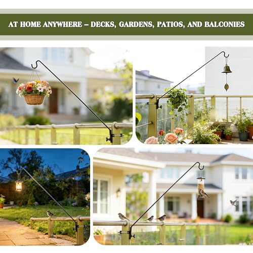 2 Packs Extended Fence Deck Heavy Duty Bird Feeder Hook (43" Long -2 Packs Fence Deck Hook)