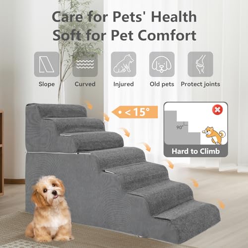 7 Step Dog Stairs for High Beds