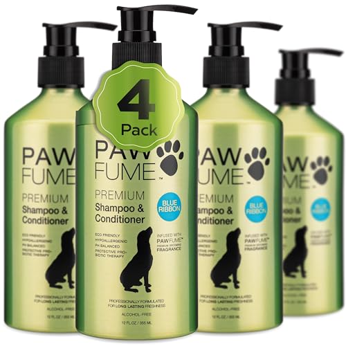PAWFUME Dog Shampoo and Conditioner (Shampoo & Conditioner Blue Ribbon / Pack of 4)