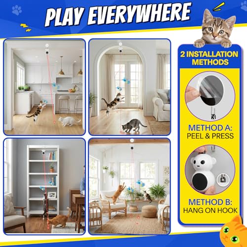 Interactive Cat Toys with Automatic Feather Flying Bird for Bored Adult Cat (Green)