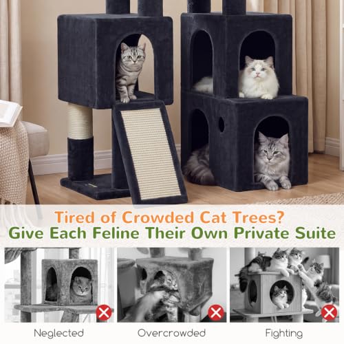 Tall Cat Tower for Indoor Adult Cats (Dark Grey / 72 inch)