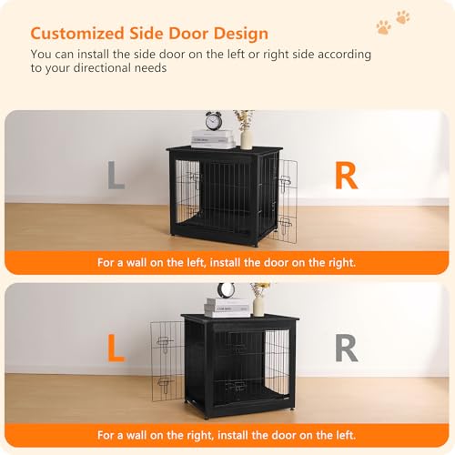 27" Dog Crate Furniture (Black / 27.2"L x 20.1"W x 23.6"H)