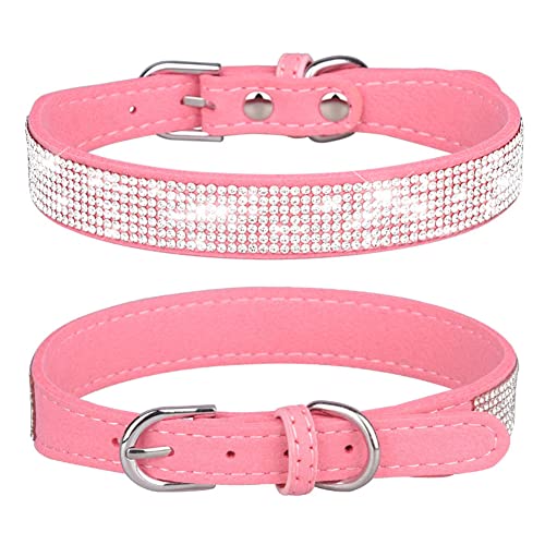 Rhinestone Dog Collars for Large Dogs Bling Diamond Puppy Collar Pink XL (1Pink / XL)