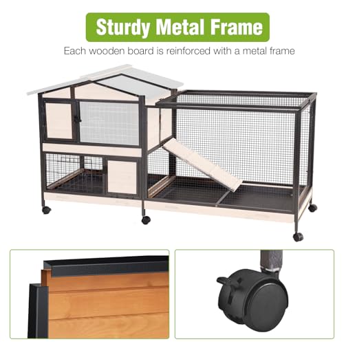 2 Story Rabbit Hutch Indoor Bunny Cage Large Rabbit Cage Outdoor with Chew