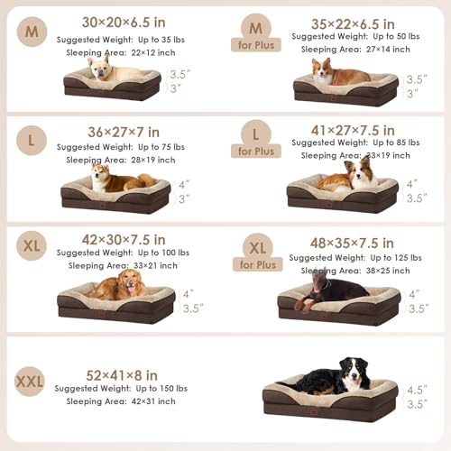 Orthopedic XXL Dog Bed for Large Dog (Brown / 52x41x8)