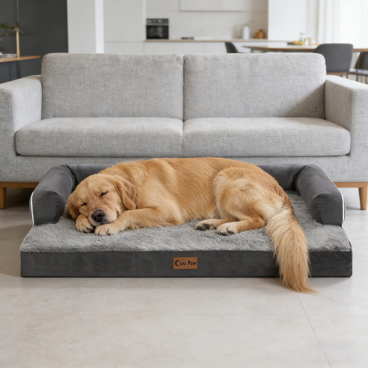 Orthopedic Washable Dog Bed for Medium Dogs (Dark Grey / 35.0"L x 22.0"W x 7.0"Th)