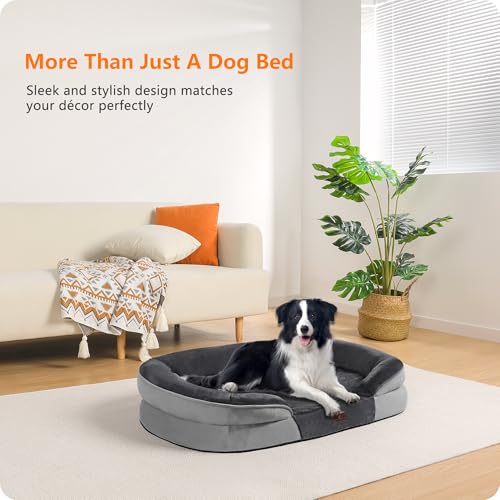 Orthopedic Waterproof Large Dog Bed Sofa (Dark Grey / Large(38 x 28.5 x 6 inch))