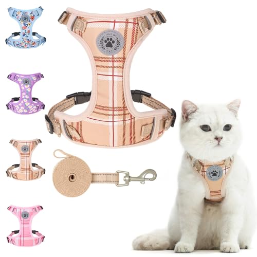 Cat Harness and Leash Set (Beige / M (Chest: 12 - 19"))