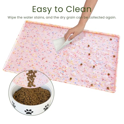 Dog Food Mat Anti (24.5"L x 16.5"W / Donut-Pink)