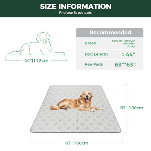 Washable Pee Pads for Dogs (Khaki / 63" Square (2 Packs))