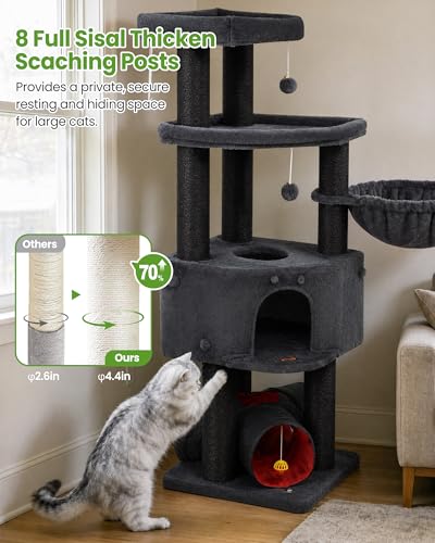 Heavy Duty Large Cat Tree Tower (Dark Grey1 / 60 inch)