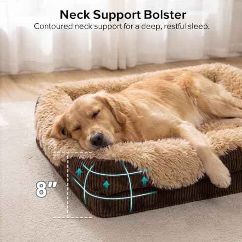 Orthopedic Dog Bed Extra Large Sized Dog (Brown / 48"L x 35"W x 7.5"T)