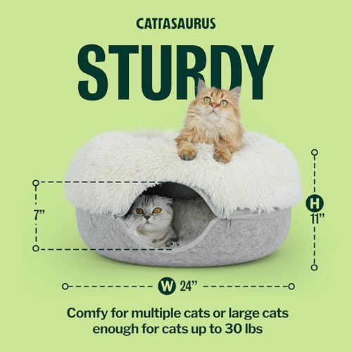 Peekaboo Cat Cave for Multiple & Large Cats Up to 30 (Light Grey)