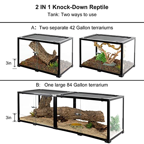 REPTIZOO 84 Gallon Large Reptile Terrarium Extra (60" x 18" x 18")