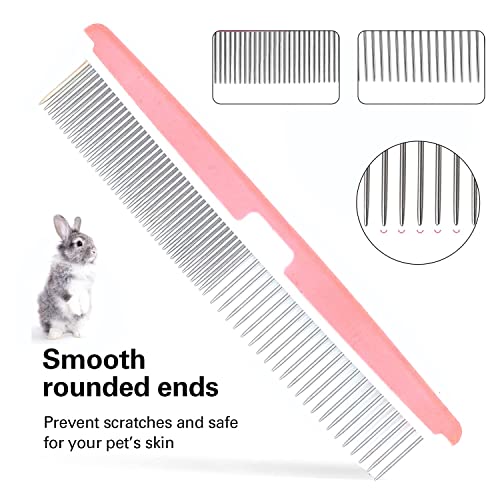 Small Animal Pet Grooming Kit with Pet Shedding Slicker Brush (Pink)