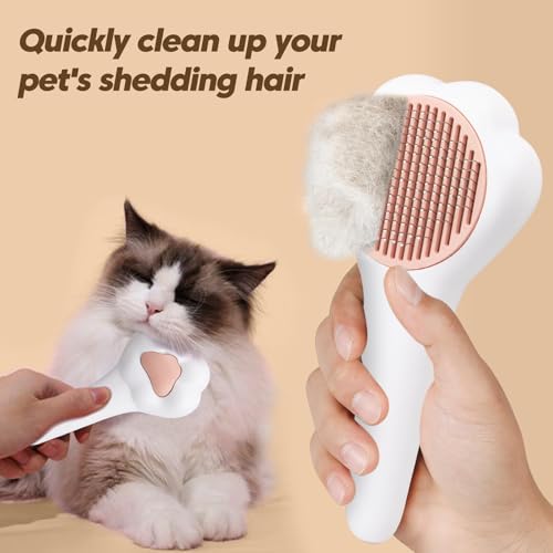 Self Cleaning Cat Brush for Shedding with Cat Nail Clipper 2