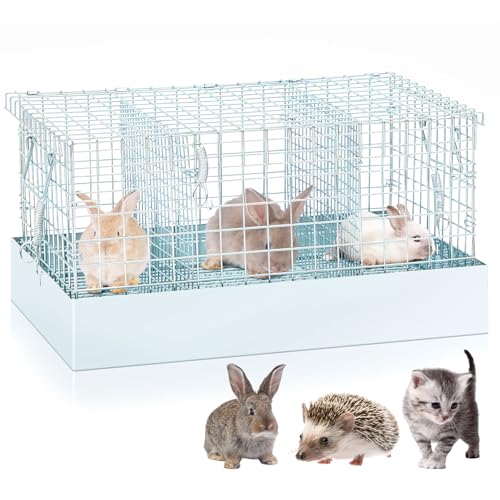 1 Pack 3 Hole Foldable Rabbit Transport Cage (Sliver / 18 x 12 x 10 in)