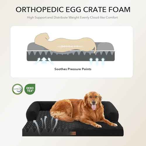 Orthopedic Washable Dog Bed for Extra Large Dogs (Black / 45.0"L x 35.0"W x 8.0"Th)
