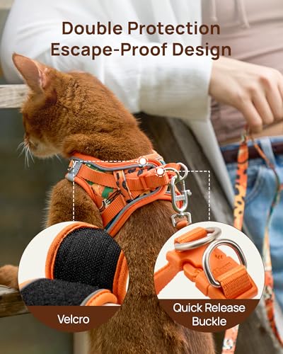 Upgraded Cat Harness and Leash Set (Orange King of The Jungle / XS)