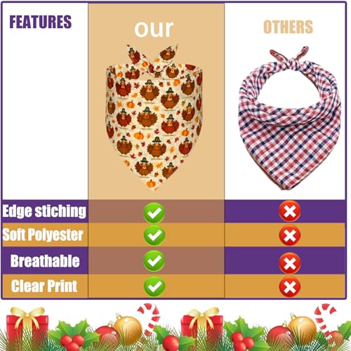 3 Pack Thanksgiving Dog Bandanas (3Pack-Holiday Bandanas)
