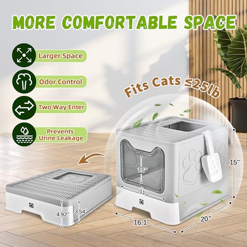 Covered Cat Litter Box (Pale Grey)
