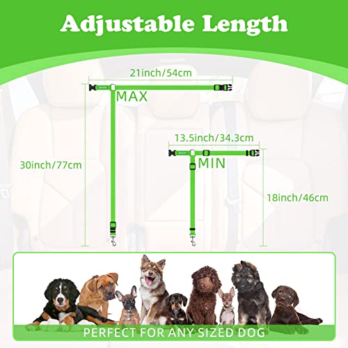 2 Pack Dog Seat Belt for Car (Green)