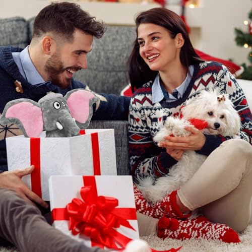 Plush Large Dog Toys with Squeaker and Crinkle Paper (Elephant)