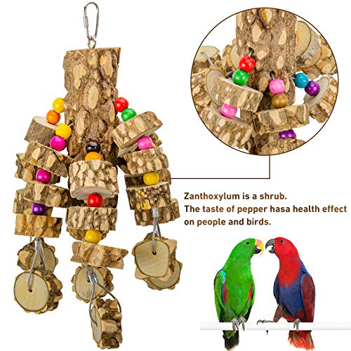 Parrot Chewing Toys Bird Toys Natural Wood Bird Toys Parakeet Cage Hammock Hanging Toy for Parrots (Natural)