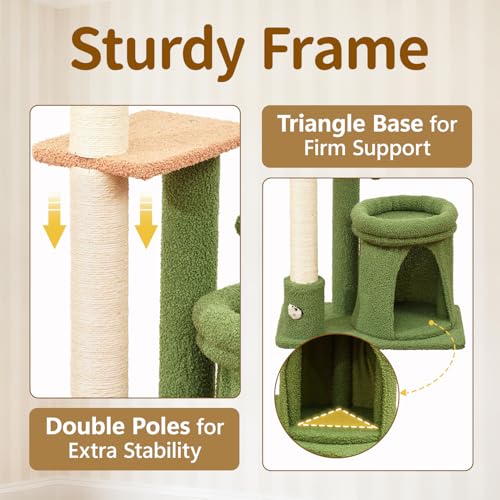 41" Cat Tree Tower Condo Scratch Post Stand for Indoor Small Cats (Emerald Green / 41 in)