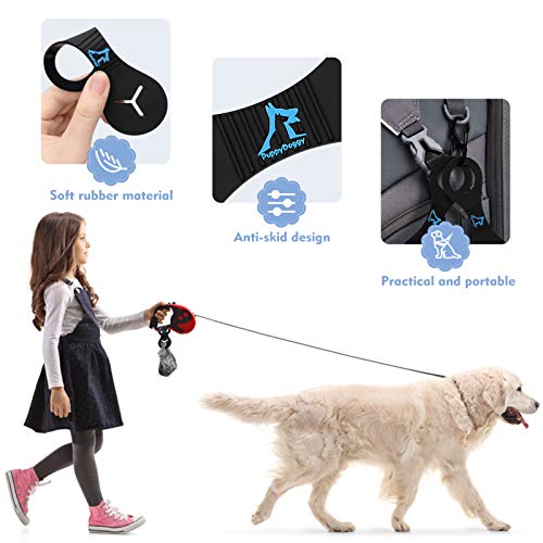 Dog Poop Bag Holder for Leash Waste Bag Carrier Dog Poop Bag Dispenser for Walking Running Bicycle Accessory 4 Pieces (Black + Pink)