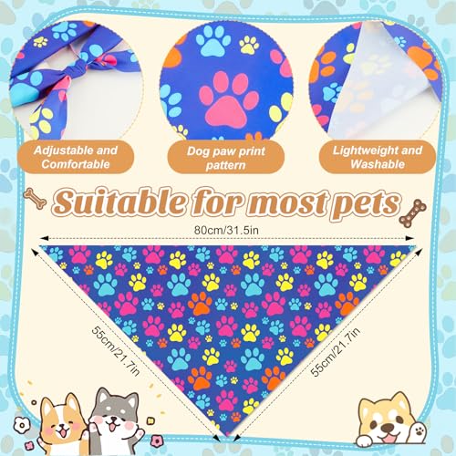 50 Pcs Pastel Paw Prints Dog Bandanas Bulk (31.5 x 21.7 x 21.7 Inch / Pastel Paw Print)