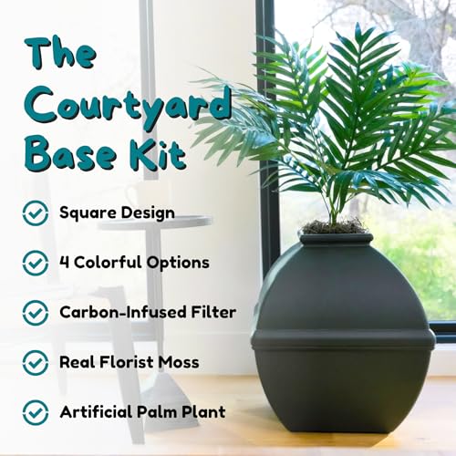Courtyard Hidden Litter Box Planter (Black Suede)